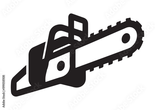 chainsaw cutting logo silhouette vector, chainsaw silhouette logo design illustration, chainsaw silhouette powerful vector design, woodcutter with chainsaw logo silhouette vector on white background