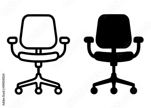 Office chair minimalist icon in outline and silhouette design