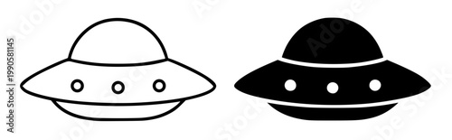 Ufo minimalist icon in outline and silhouette design
