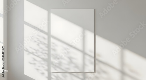 Bright Minimalist Wall with Shadowed Window Frame