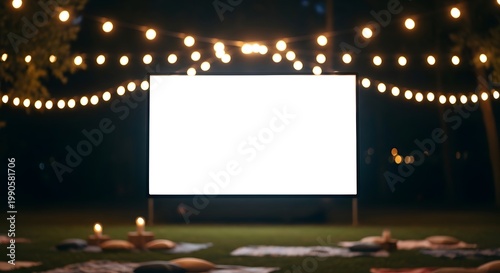 Outdoor Nightboard Screen Lit Blank Centered Billboard