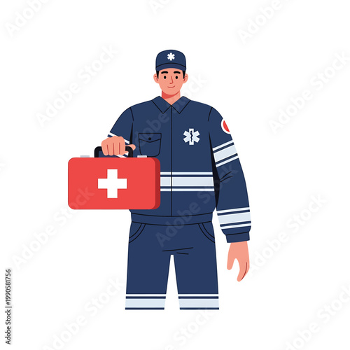 Professional Male Paramedic Holding First Aid Kit. Emergency Medical Services and Healthcare Support.