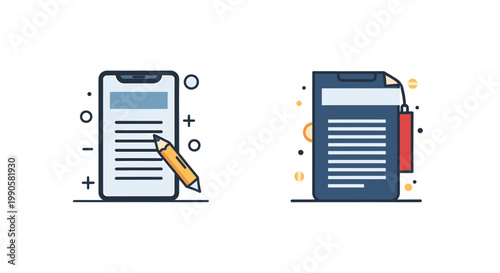 Action Icons for Dream Frequency Translator, White Background, Vector Illustrations, Digital Design