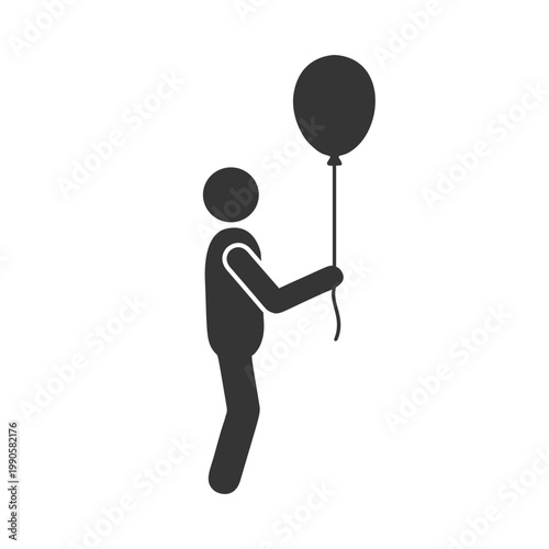 風船を持つ人物のシルエットアイコン