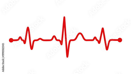 Red heartbeat line graph on white isolated on transparent background
