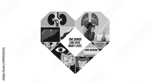 Organ Donation Heart Collage Saving Lives Medical Awareness.