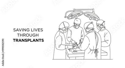 Surgical Team Performing Life Saving Transplant Operation.