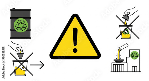 Hazardous waste disposal warning symbols and instructions.