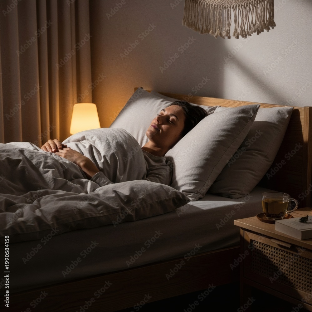 Fototapeta premium A tired young man enjoys a relaxing lifestyle while sleeping on a comfortable sofa in a modern home interior