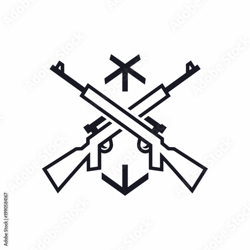 Crossed rifles and shotgun icon graphic.