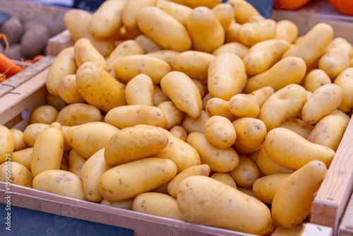 Fresh, healthy potatoes for sale at a market stall