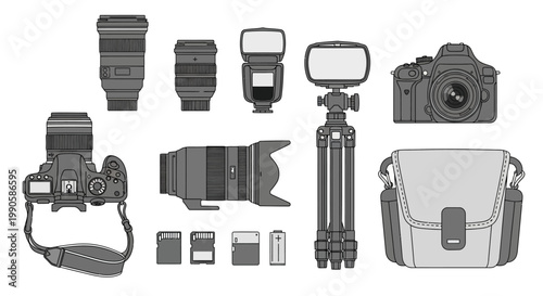 Collection of Photography Equipment and Accessories.