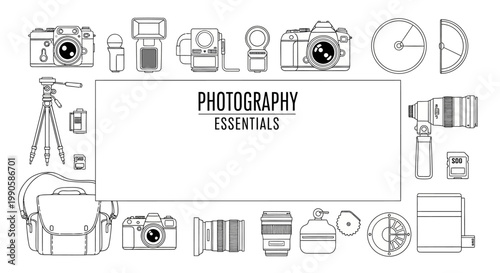 Photography Essentials Collection of Vintage and Modern Camera Gear.