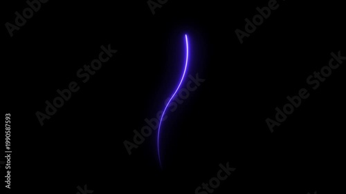Bright neon red laser curve line abstract technology. Fast speed Horizontal neon line animation moving from right to left on a black background