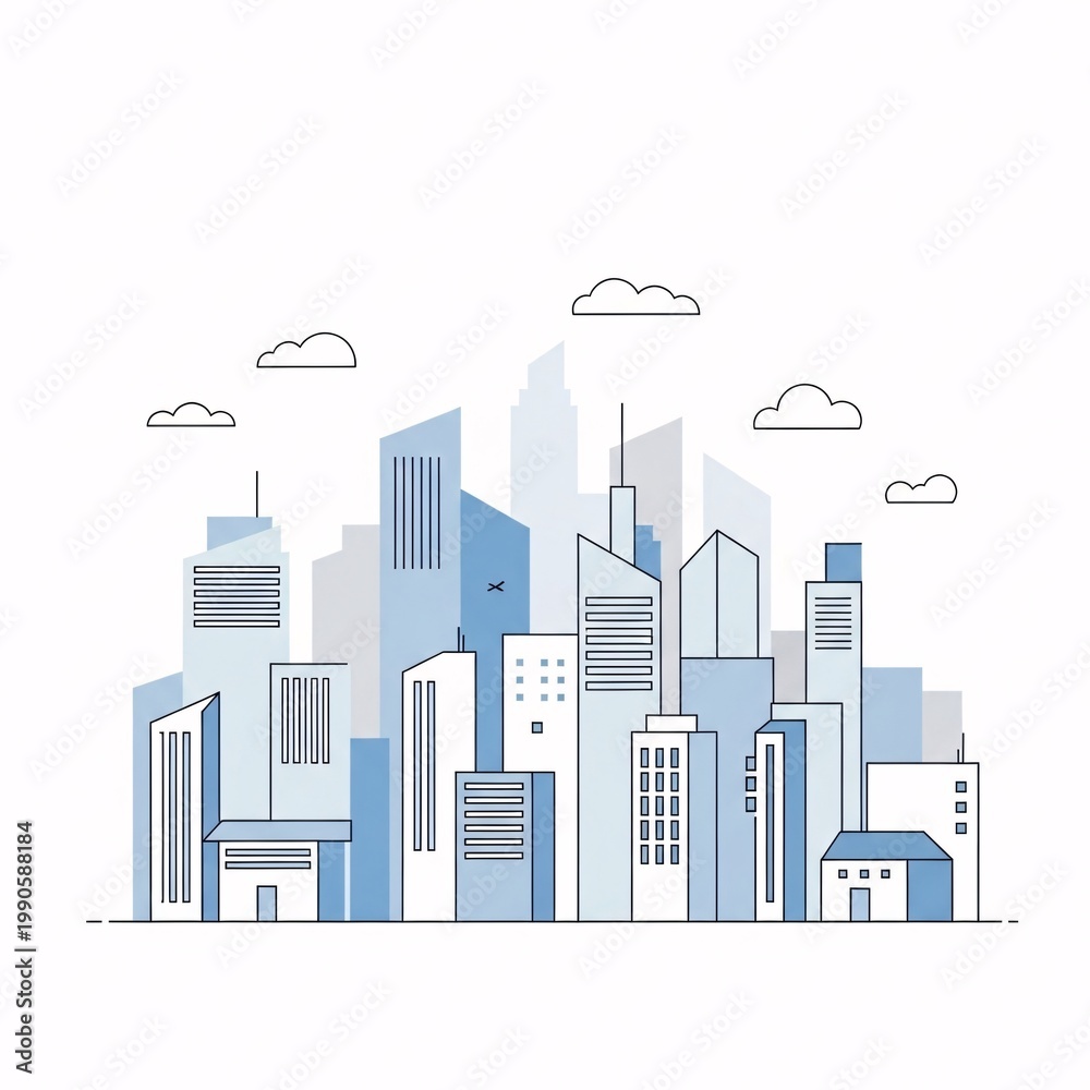 Obraz premium A stylized illustration of a cityscape skyline.