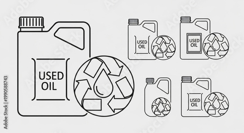 Used Oil Recycling Icons and Symbols.