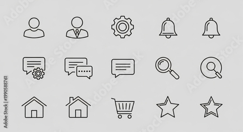 Collection of user interface icons for web and mobile applications.