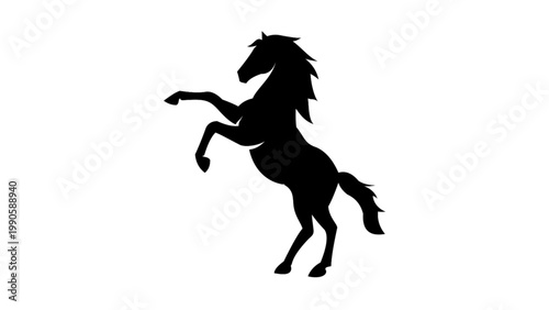 Powerful Rearing Horse Silhouette Equine Action Vector