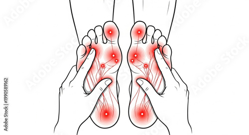 Foot Massage Reflexology Points Illustration.