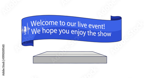 Welcome live event banner on stage
