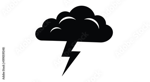 Dark cloud with lightning bolt a striking black silhouette