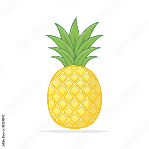 Ripe yellow pineapple with green spiky leaves isolated on a white background vibrant healthy fruit