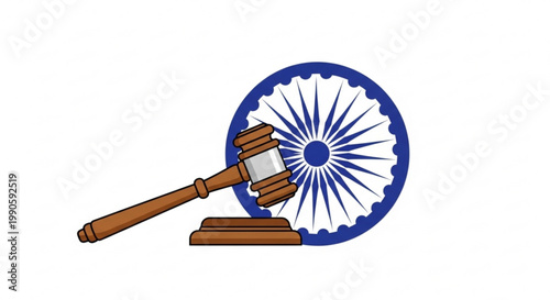 Gavel and Indian flag emblem symbol of justice and law in India vector illustration for legal concepts