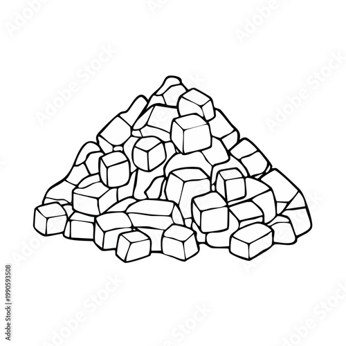 Hand drawn illustration of a pile of sugar cubes in a heap