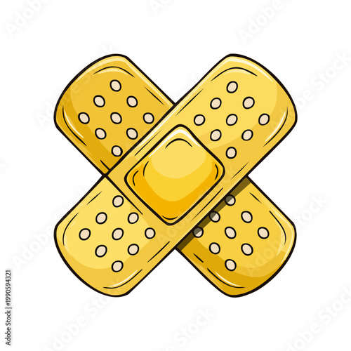 Golden Bandages Crossed Medical Treatment Aid And First Aid Supplies