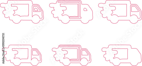 Line art train set a minimalist silhouette of vintage railway carriages