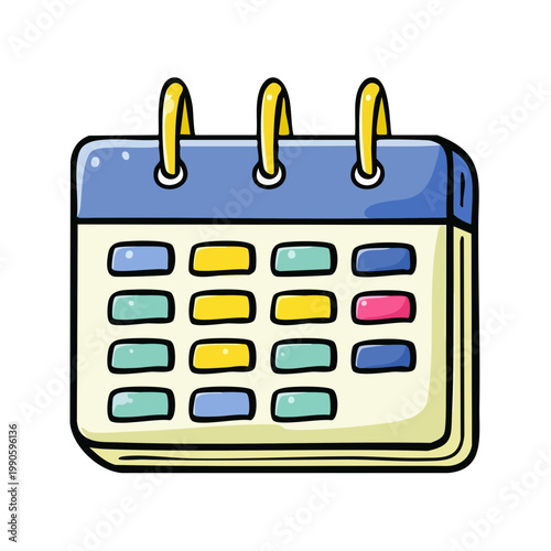 Cute cartoon desk calendar with colorful pages and spiral binding for scheduling and planning