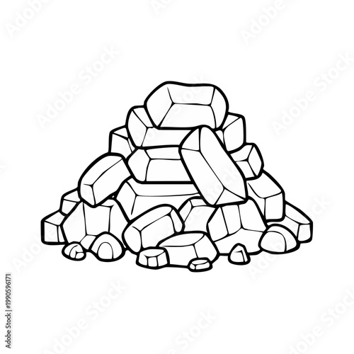 Hand drawn illustration of a pile of geometric stones and rocks