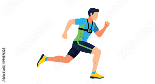 Man running in athletic wear, dynamic illustration of a jogger