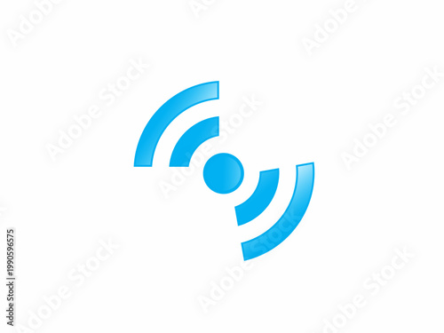 A modern, abstract radio wave signal icon in a vibrant blue. This tech-focused logo design is perfect for wireless communication companies, networking businesses, and digital connectivity services.