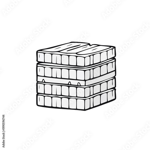 Stack of three white square mattresses or cushions for comfort and rest