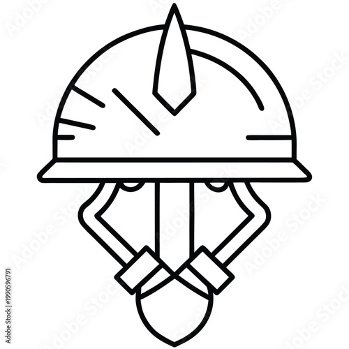 line drawing of hard hat and goggles