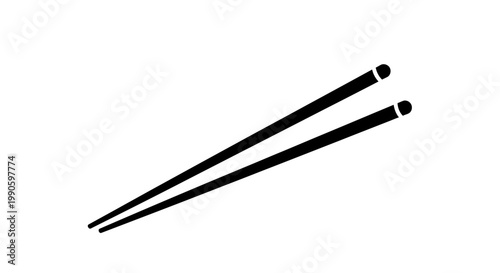 A simple black and white illustration of a pair of chopsticks