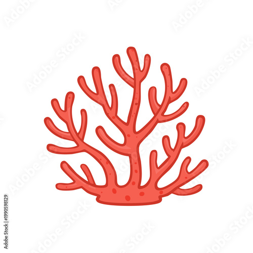 Illustration of a branching red coral formation, a vibrant underwater organism with organic shapes