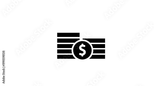 Animated money stack icon representing financial growth savings investment profit currency wealth management and economic value concept in modern business
