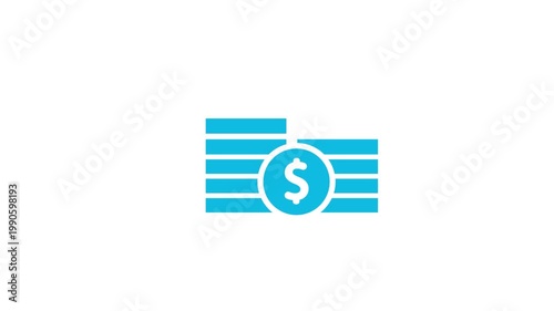 Animated money stack icon representing financial growth savings investment profit currency wealth management and economic value concept in modern business