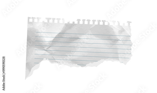 Rip torn paper corner isolated lined grid scrapbook piece. Old letter angle template of striped copybook sheet with crumpled wrinkled notebook texture for school collage. Vector illustration