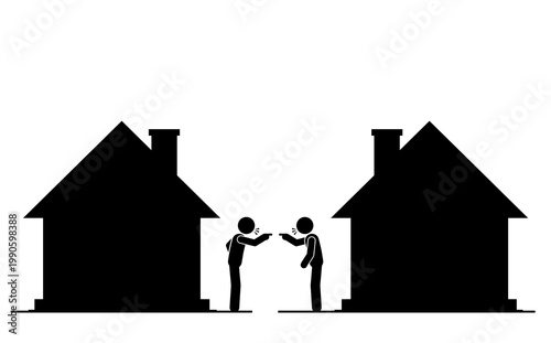 Neighbor Quarreling at Home Conflict Disagreement Concept