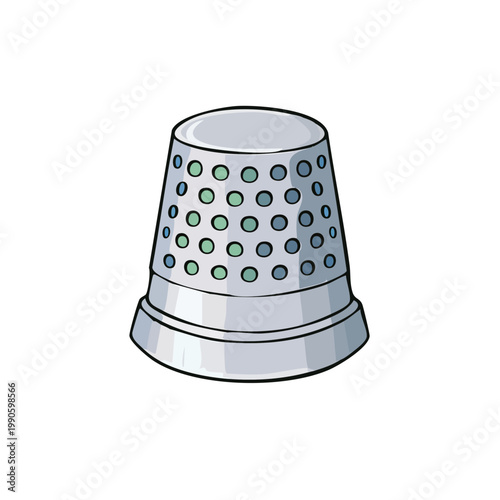 Metal sewing thimble with circular perforations for finger protection