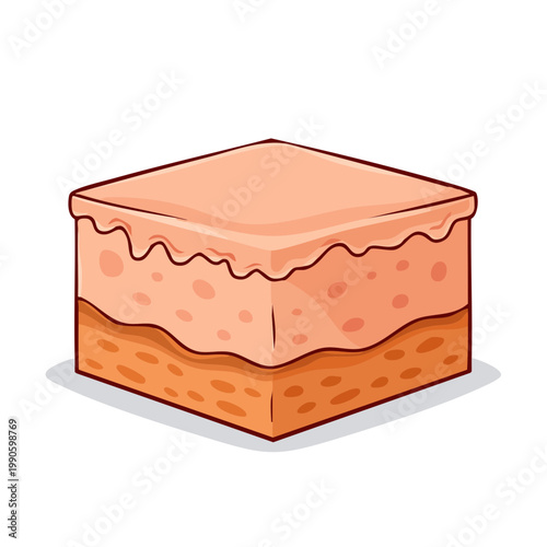 Illustration of a Square Layered Pastry Dessert