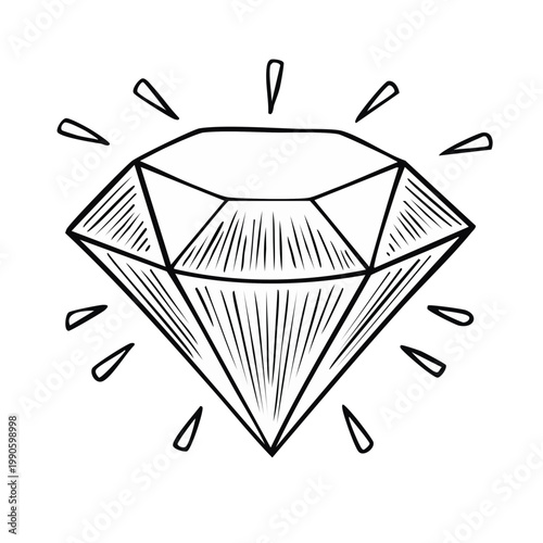 Sketchy Diamond Gemstone Sparkle Radiance Hand Drawn Style