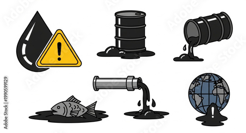 Environmental pollution from oil spills and industrial waste.