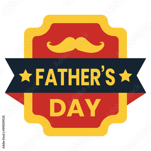 Festive father's day badge a vibrant celebration of dad with a classic mustache design