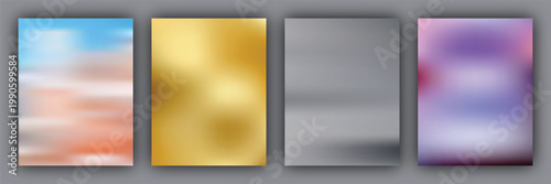 Four rectangular panels displaying abstract gradient color fields representing a spectrum of hues and textures