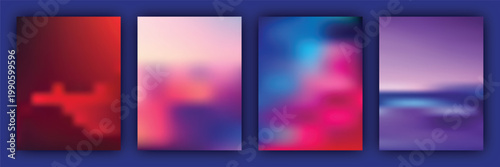 Abstract gradient composition a quartet of vibrant blurring color fields in red pink blue and purple