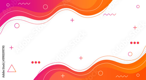 Abstract colorful waves and geometric shapes on a white background